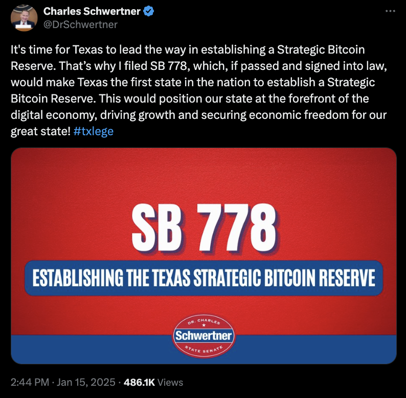 Texas Lawmaker Behind State’s Crypto Reserve Bill: Ether May Be Next – Liệu Ethereum Có Trở Thành Tài Sản Dự Trữ Của Texas?