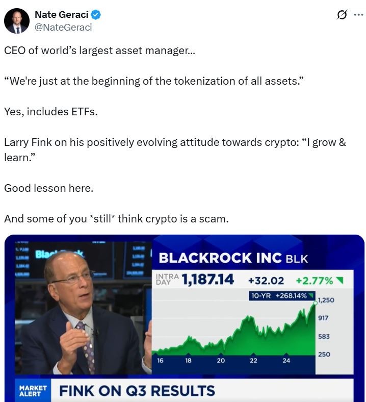 BlackRock Nhìn Thấy Token hóa Là Cơ Hội Lớn Tiếp Theo Trong Tài Chính