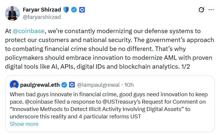 Coinbase Kêu Gọi Mỹ Ứng Dụng AI và Blockchain để Đấu Tranh Tội Phạm Tiền Mã Hóa
