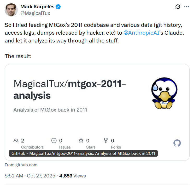 Former Mt. Gox CEO Mark Karpeles Fed 2011 Codebase To AI – Bước Tiến Mới Trong Nỗ Lực Khôi Phục Uy Tín?