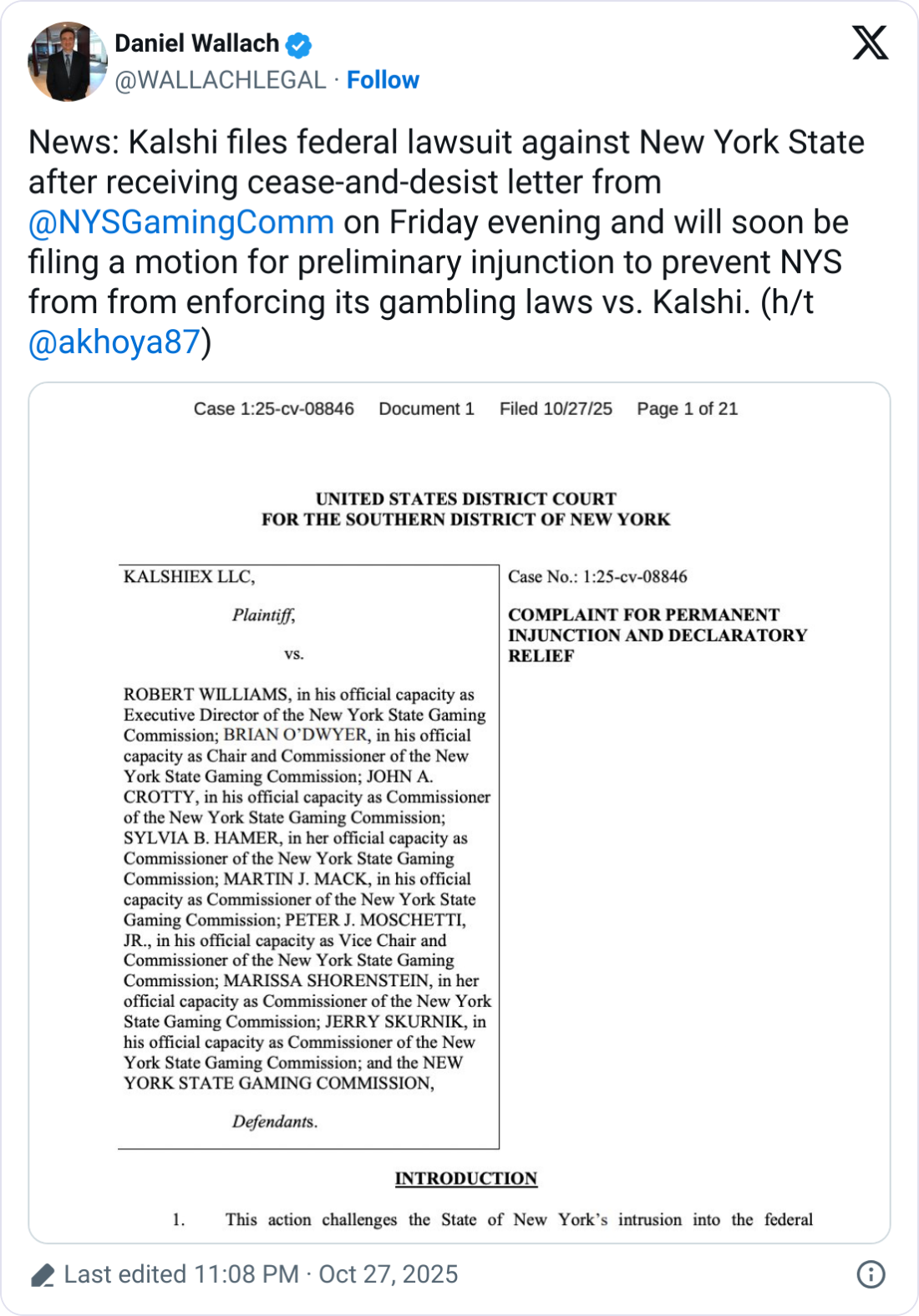 Kalshi Đưa Tranh Chấp Pháp Lý Về Hợp Đồng Sự Kiện Lên Tòa Án New York