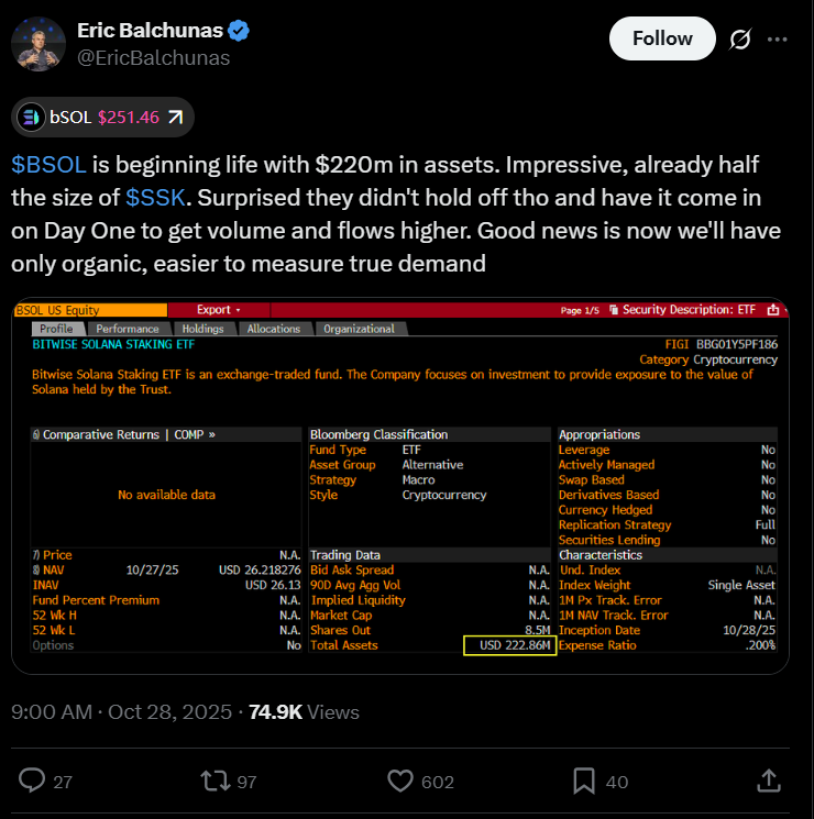 Bitwise Solana Staking ETF Ra Mắt Với 223 Triệu USD Tài Sản – Cơ Hội Đầu Tư Mới Cho Nhà Đầu Tư Việt
