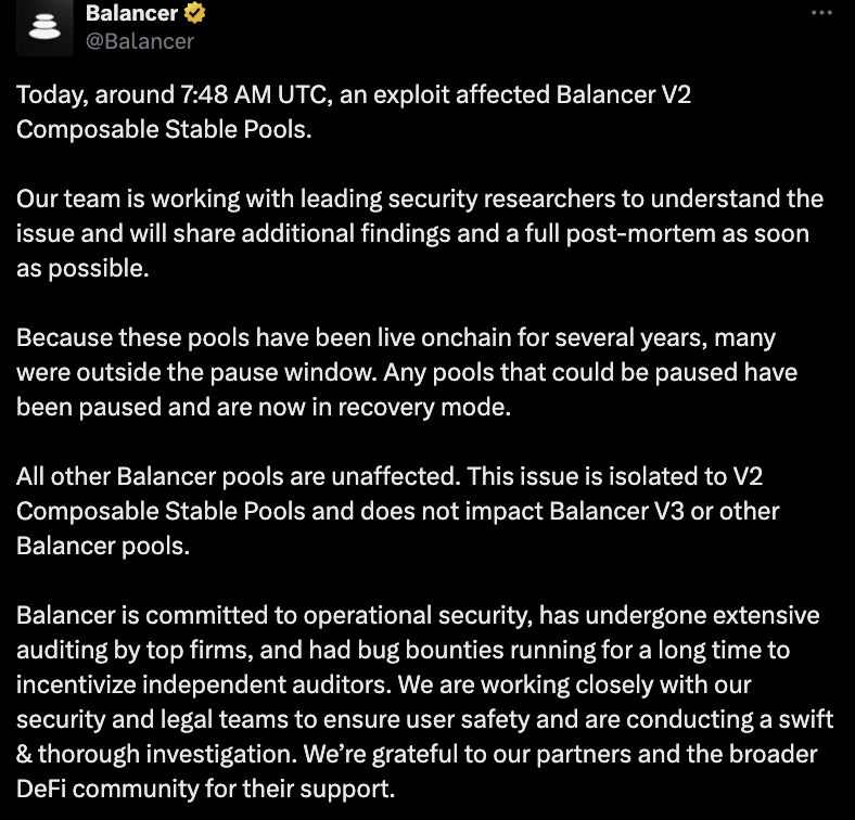 Balancer Audits under Scrutiny after $100M+ Exploit: Bài Học Đắt Giá Cho Hệ Sinh Thái DeFi